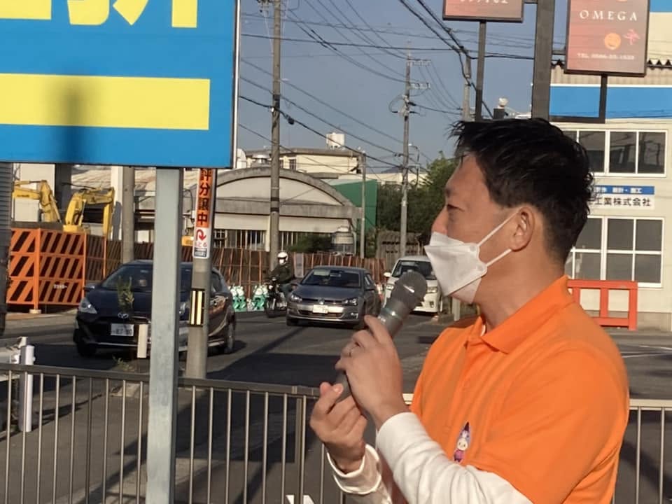 【山田圭さん早朝街頭活動in谷田町】
