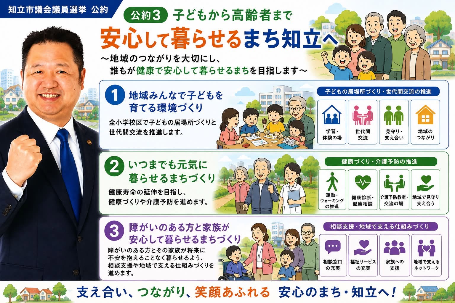 公約③ 子どもから高齢者まで安心して暮らせるまち知立へ